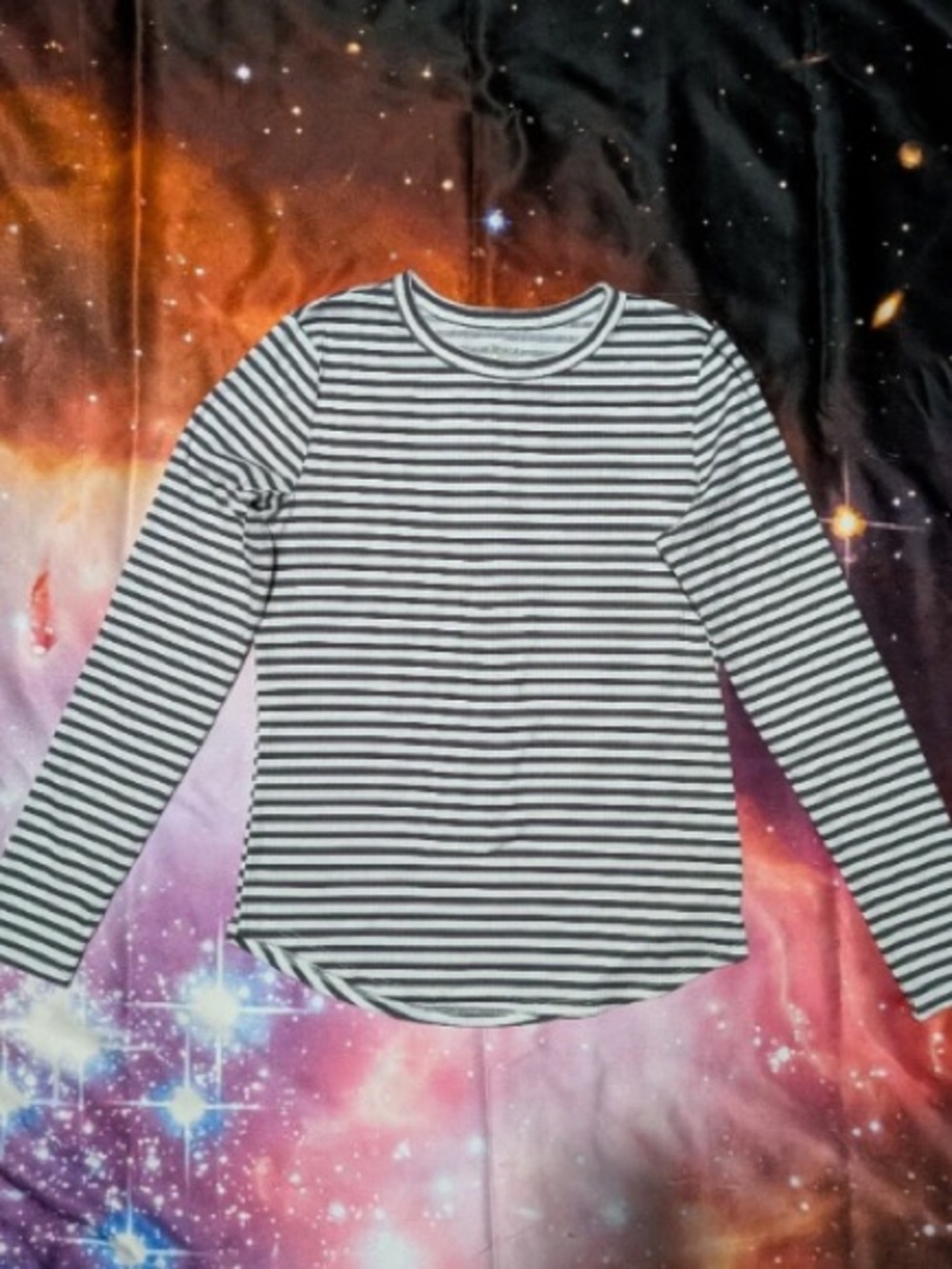 No Boundaries Black & White Striped Long-Sleeve Tee